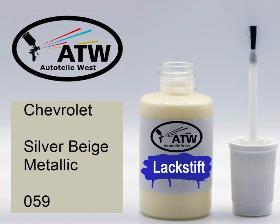 Chevrolet, Silver Beige Metallic, 059: 20ml Lackstift, von ATW Autoteile West.
